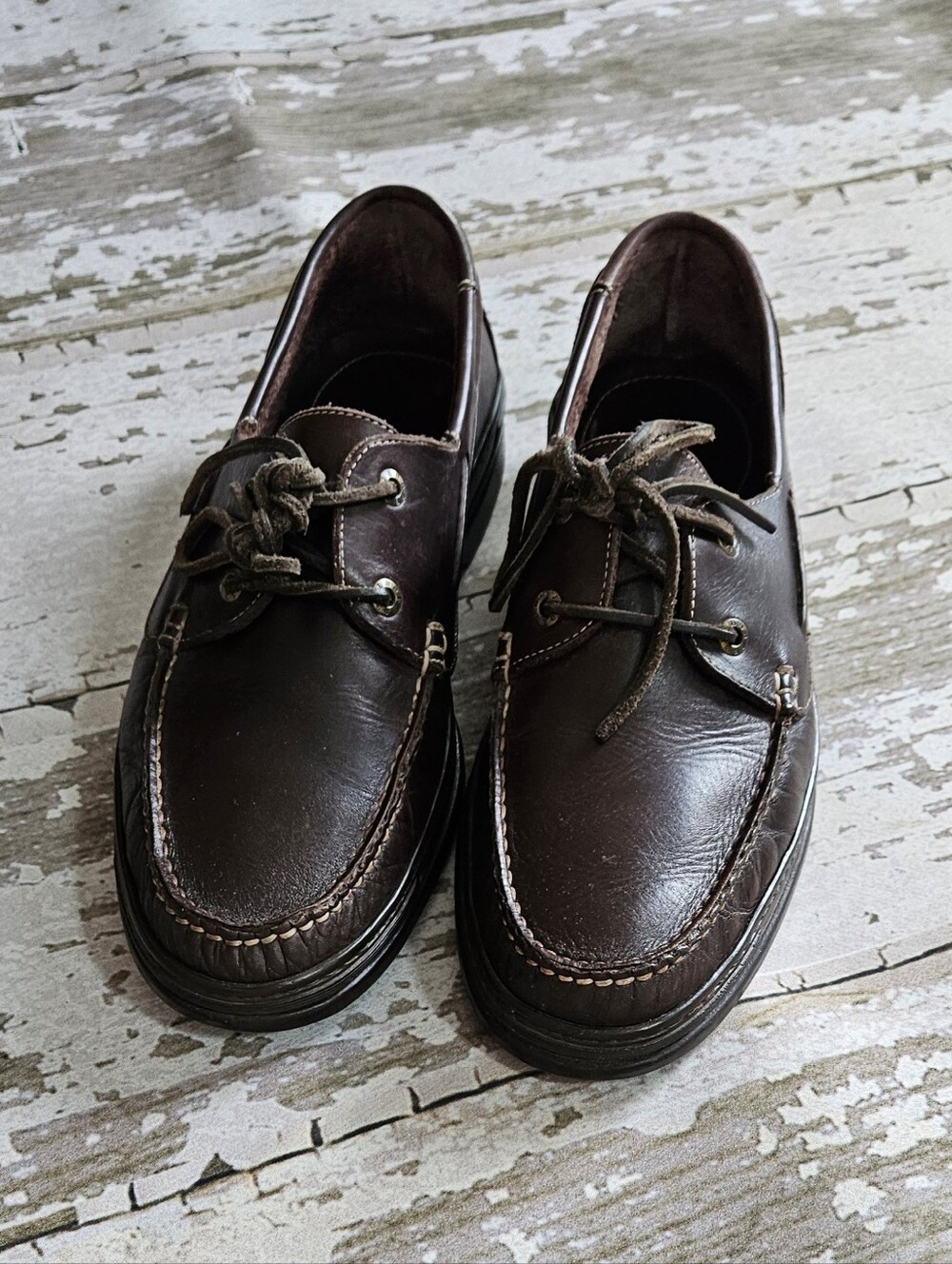 Bally of Switzerland Brown Leather Boat Shoes Deck Moccasins Plume Style